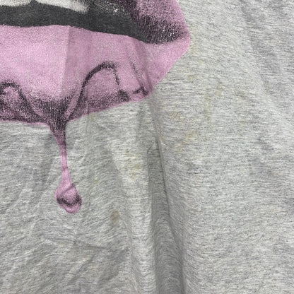 AW　半袖プリントTシャツ　パロディT　唇　灰色　グレー　Lサイズ