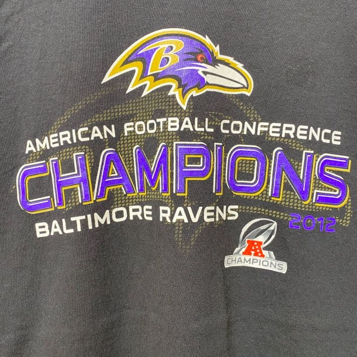 古着 used　NFL　BALTIMORE RAVENS　アメフト　半袖プリントTシャツ　黒　ブラック　スポーツ　Lサイズ