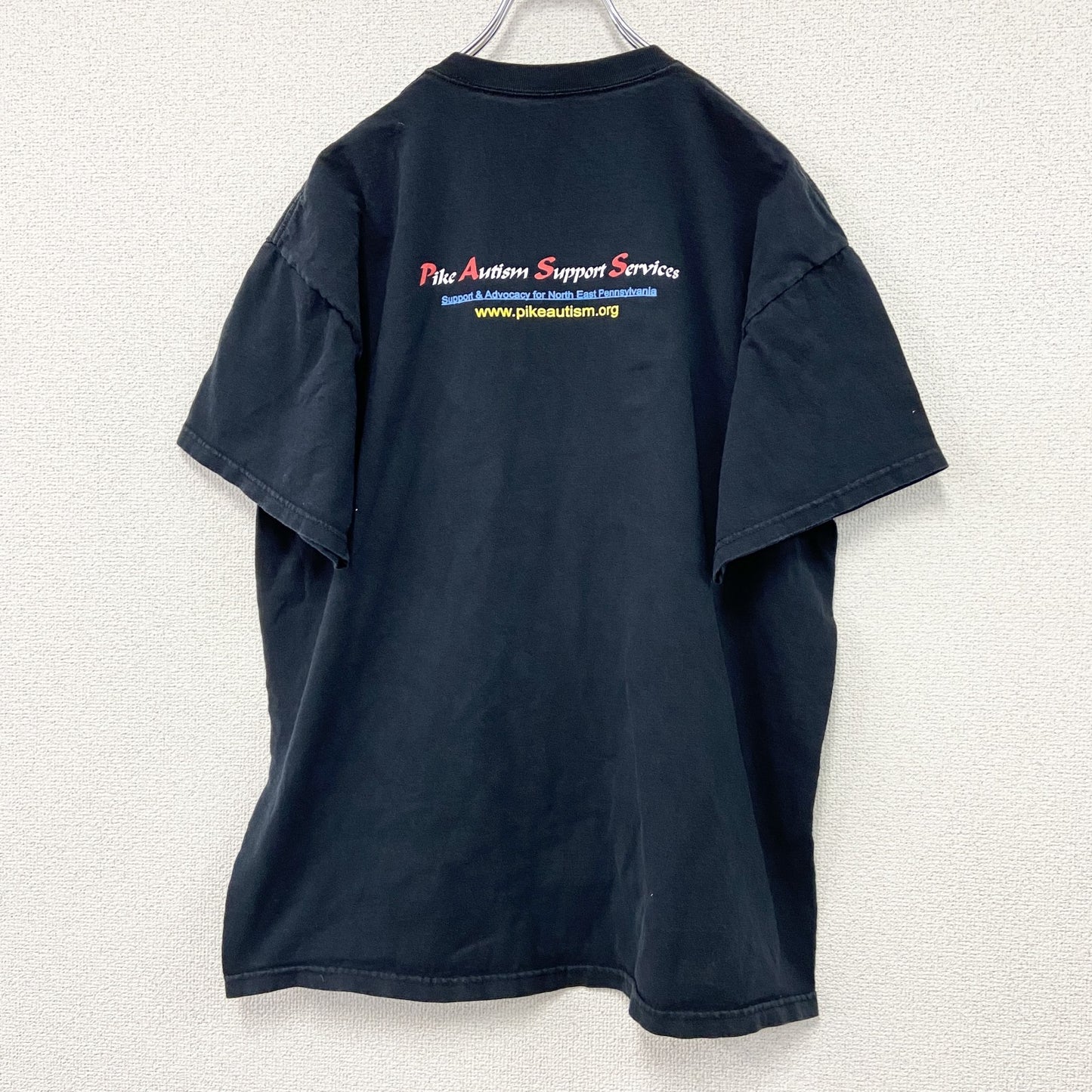 PORT&COMPANY　ポートアンドカンパニー　半袖プリントTシャツ　自閉症啓発　黒　ブラック　XLサイズ