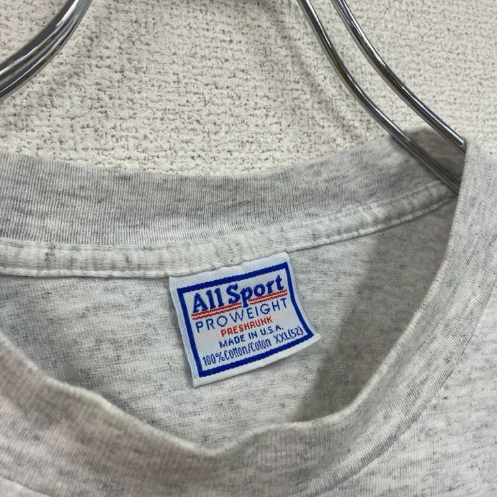 90s　All Sport　半袖プリントTシャツ　ヴィンテージ　シングルステッチ　灰色　グレー　XXLサイズ