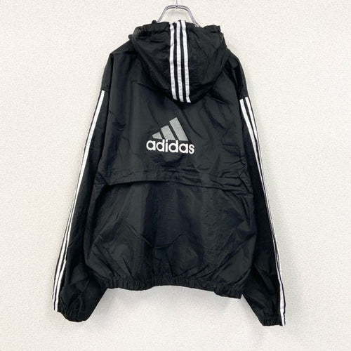 90s　adidas　アディダス　フルジップナイロンジャケット　フーディ　ヴィンテージ　黒　ブラック　Mサイズ