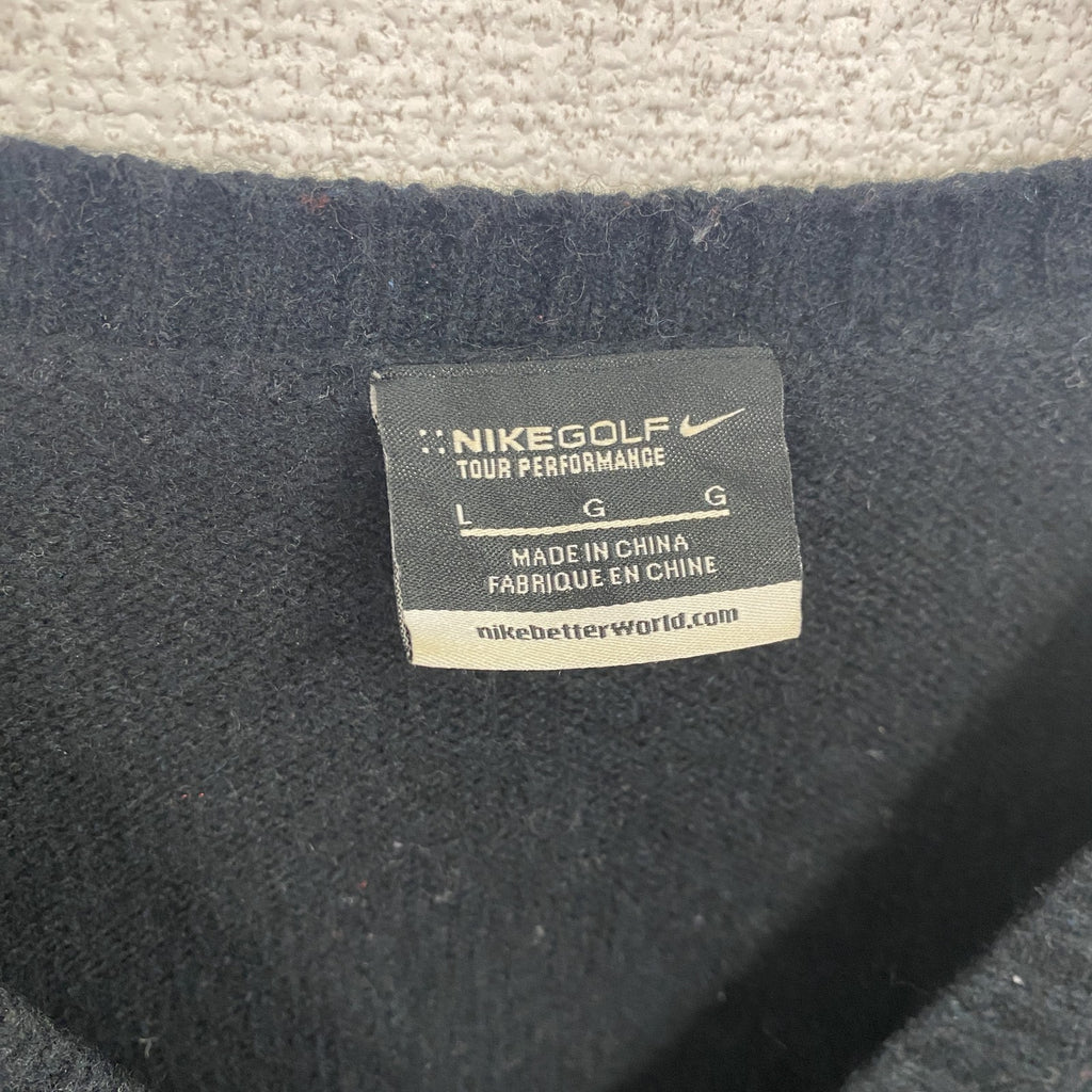 NIKE　ナイキ　ウールニットベスト　刺繡ロゴ　黒　ブラック　Lサイズ
