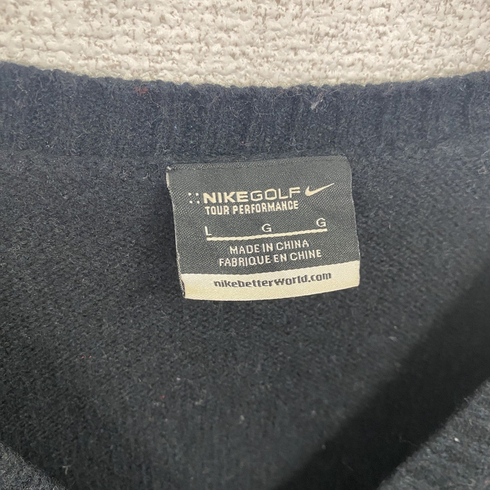 NIKE　ナイキ　ウールニットベスト　刺繡ロゴ　黒　ブラック　Lサイズ