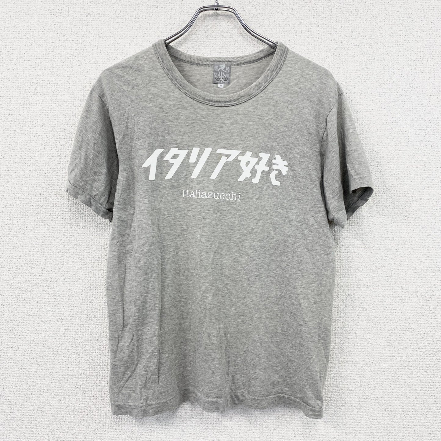 久米繊維工場　半袖プリントTシャツ　シングルステッチ　グレー　Mサイズ