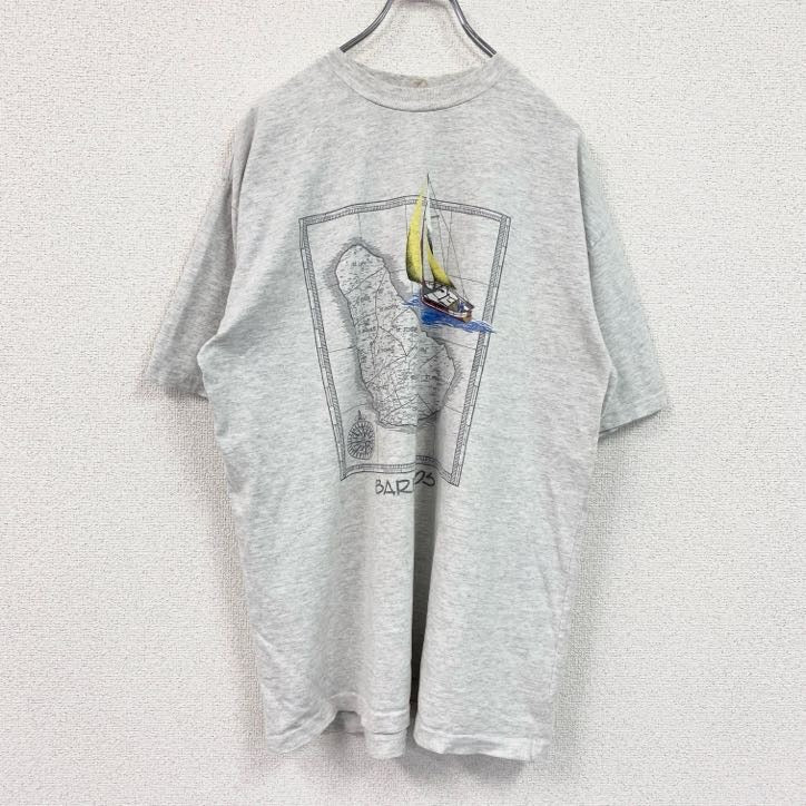 90s　collon club　半袖プリントTシャツ　ヴィンテージ　シングルステッチ　灰色　グレー
