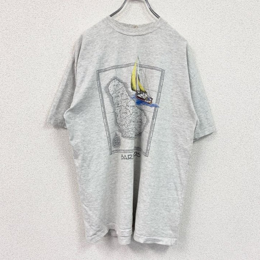 90s　collon club　半袖プリントTシャツ　ヴィンテージ　シングルステッチ　灰色　グレー