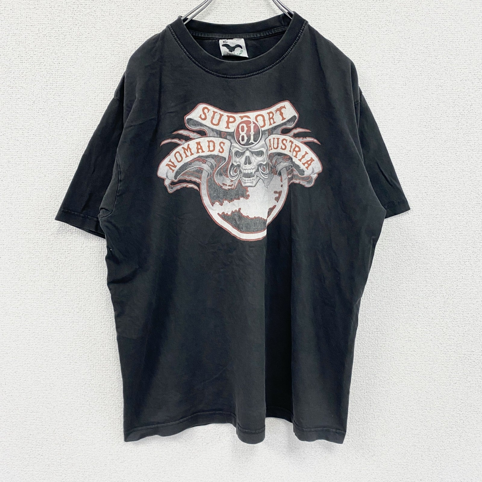 90s～　adler　半袖プリントTシャツ　スカルT　ヴィンテージ　黒　ブラック　XLサイズ