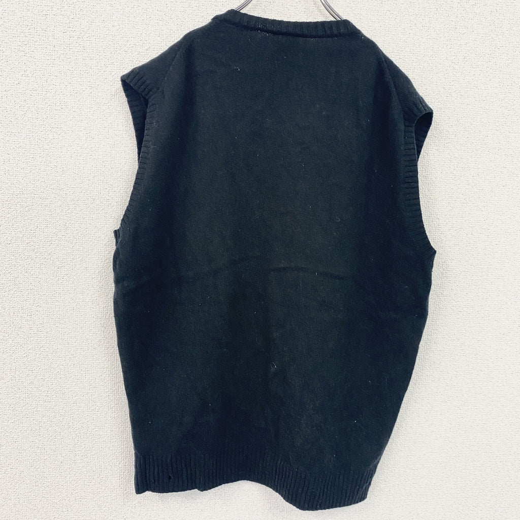 NIKE　ナイキ　ウールニットベスト　刺繡ロゴ　黒　ブラック　Lサイズ
