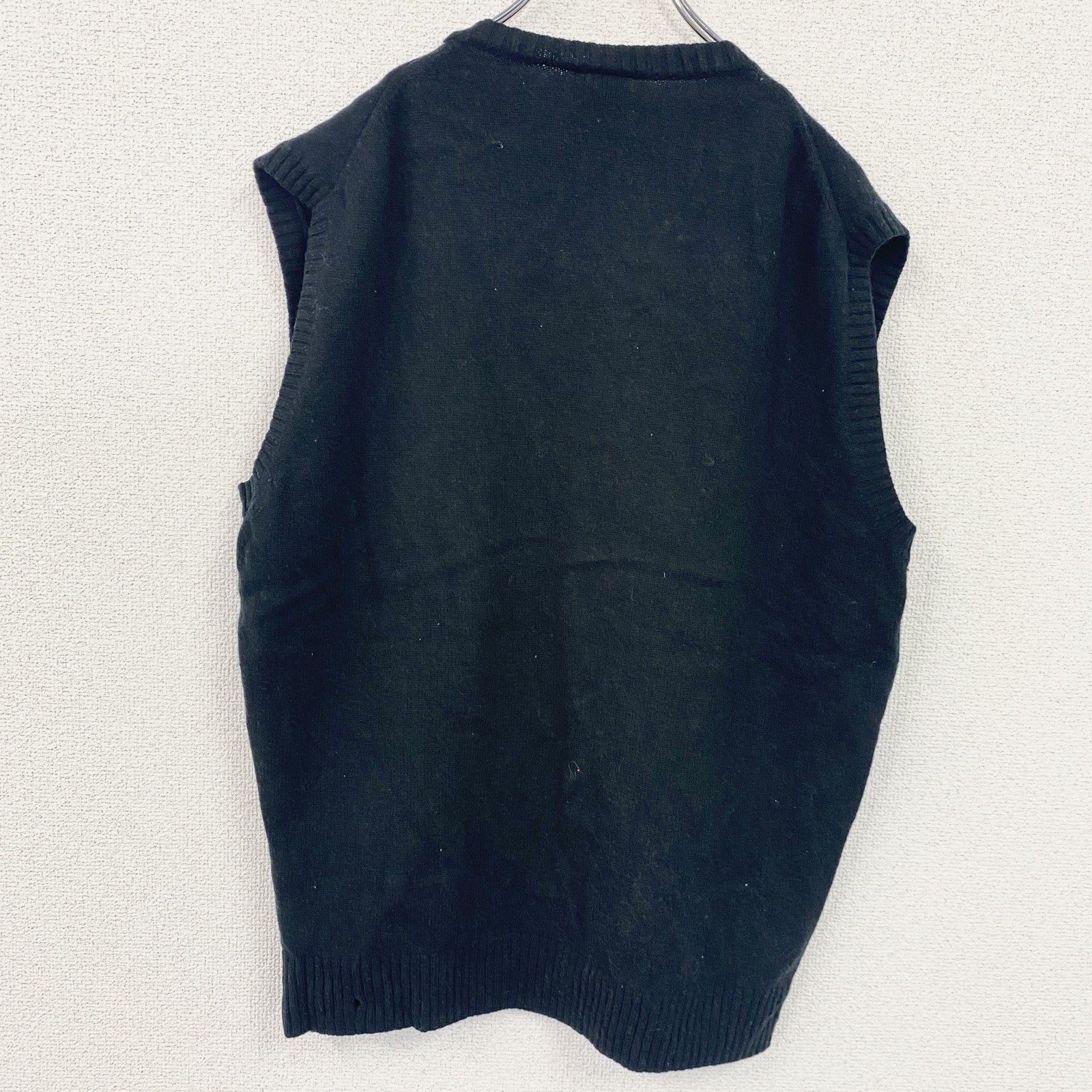 NIKE　ナイキ　ウールニットベスト　刺繡ロゴ　黒　ブラック　Lサイズ