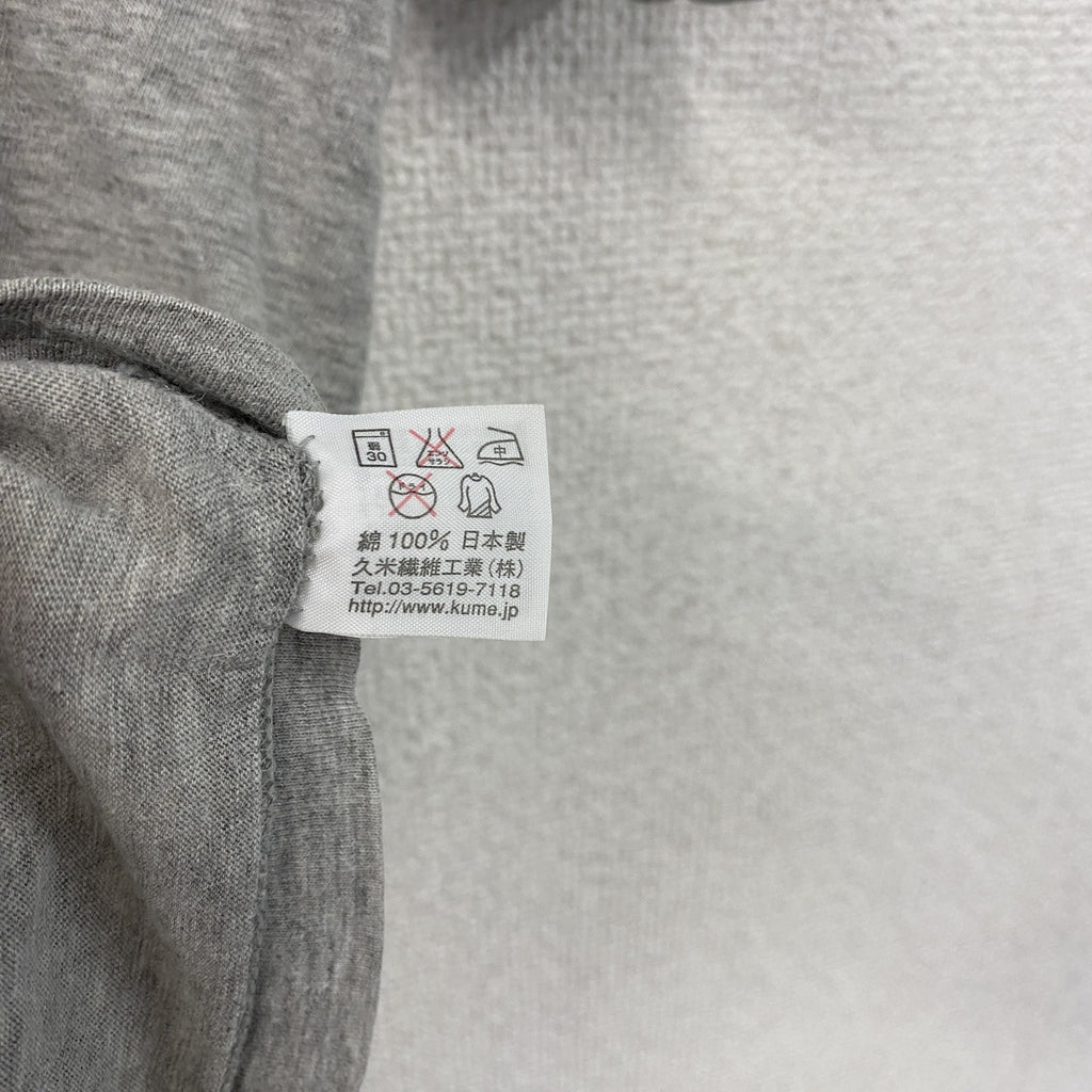 久米繊維工場　半袖プリントメッセージTシャツ　シングルステッチ　灰色　グレー　Mサイズ