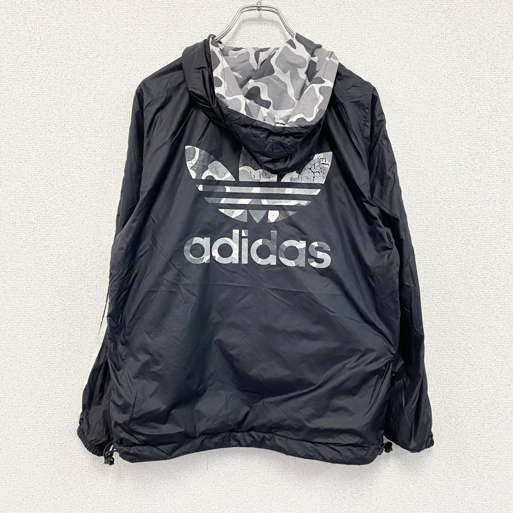 adidas　アディダス　フルジップジャケット　リバーシブル　カモフラ　グレー　黒　ブラック　Mサイズ　