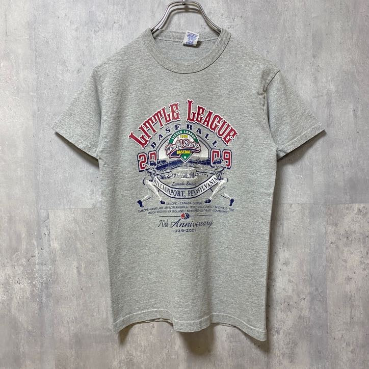 古着 used　RUSSELL　ラッセル　2009　ワールドシリーズ　70周年記念　半袖プリントTシャツ　グレー　レトロ　野球