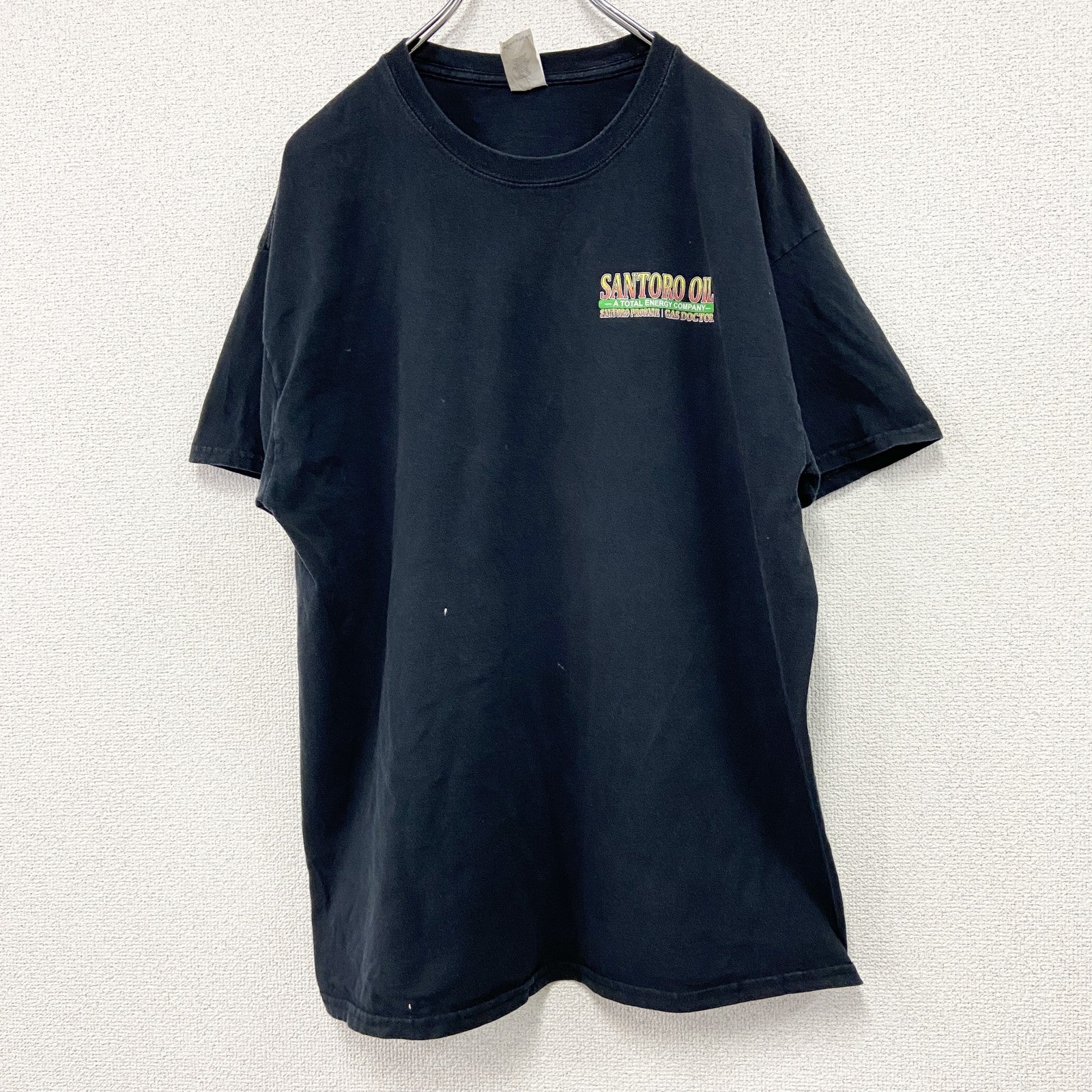 GILDAN　ギルダン　半袖プリントTシャツ　企業T　SANTORO OIL　黒　ブラック　XLサイズ