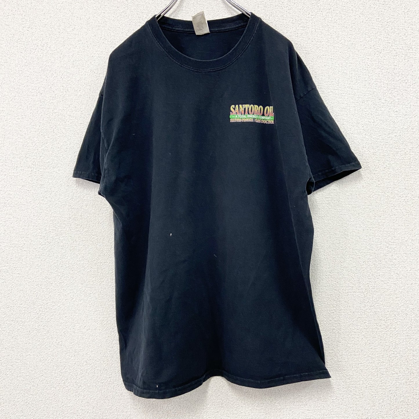GILDAN　ギルダン　半袖プリントTシャツ　企業T　SANTORO OIL　黒　ブラック　XLサイズ