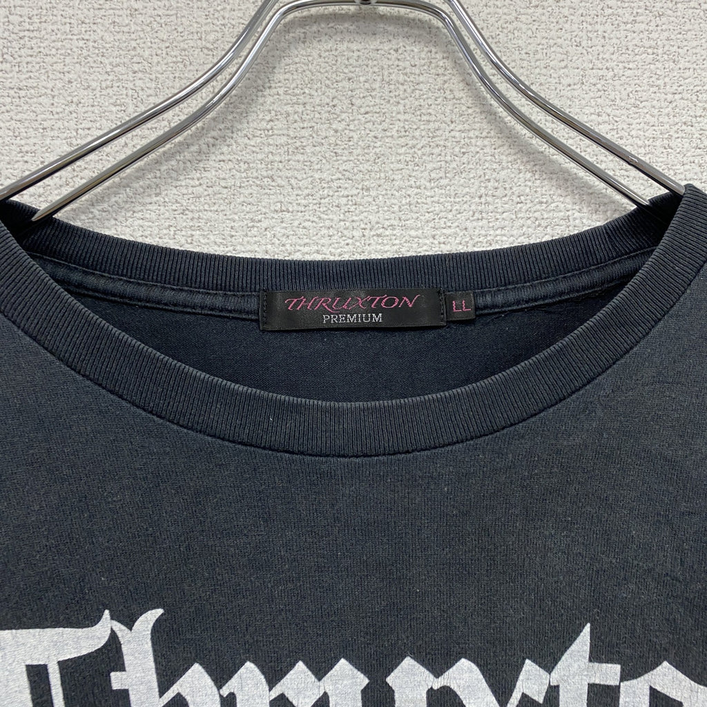 THRUXTON PREMIUM　スラクトンプレミアム　長袖プリントTシャツ/ロンT　黒　ブラック　LLサイズ　