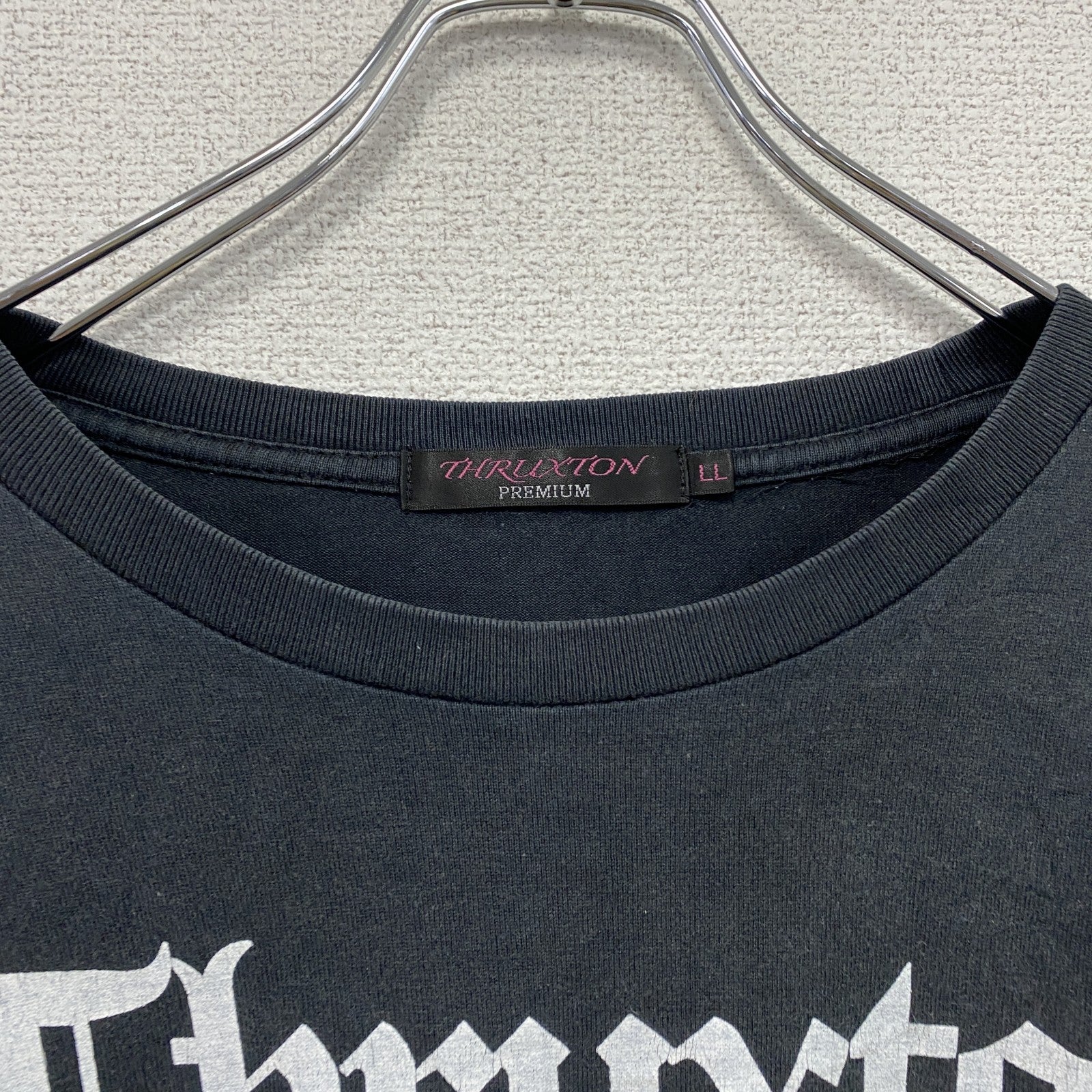 THRUXTON PREMIUM　スラクトンプレミアム　長袖プリントTシャツ/ロンT　黒　ブラック　LLサイズ　