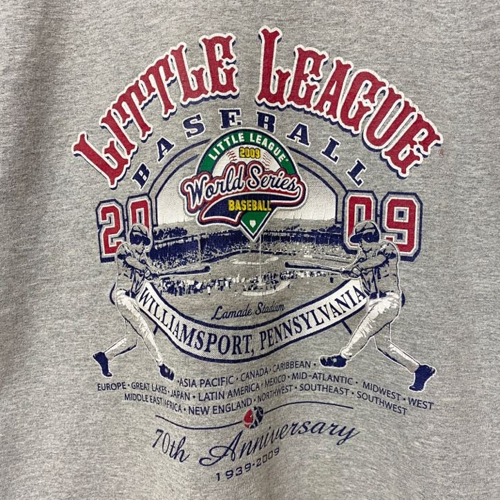 古着 used　RUSSELL　ラッセル　2009　ワールドシリーズ　70周年記念　半袖プリントTシャツ　グレー　レトロ　野球