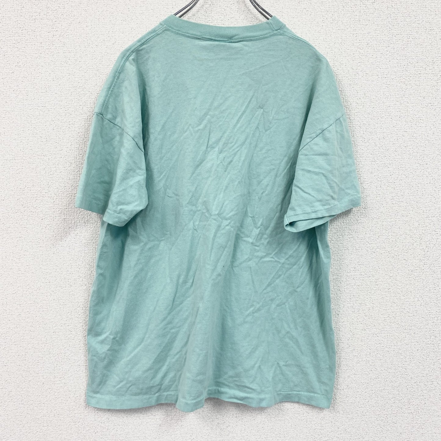 90s　HABITAT　半袖プリントTシャツ　ヴィンテージ　シングルステッチ　ミントグリーン　Lサイズ