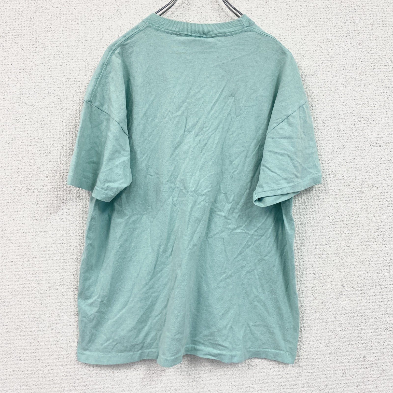 90s　HABITAT　半袖プリントTシャツ　ヴィンテージ　シングルステッチ　ミントグリーン　Lサイズ