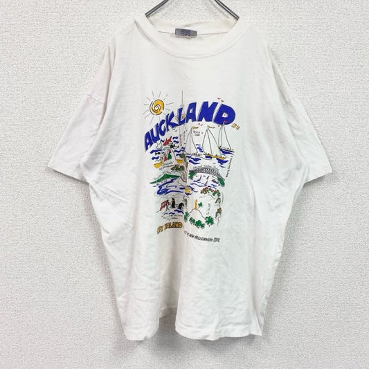 90s　半袖プリントTシャツ　ヴィンテージ　シングルステッチ　白　ホワイト　2XLサイズ