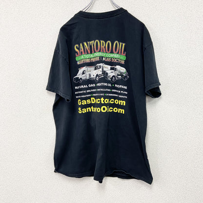 GILDAN　ギルダン　半袖プリントTシャツ　企業T　SANTORO OIL　黒　ブラック　XLサイズ