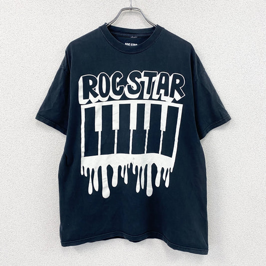ROC STAR　ロックスター　半袖プリントTシャツ　紺　ネイビー　XLサイズ　