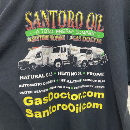GILDAN　ギルダン　半袖プリントTシャツ　企業T　SANTORO OIL　黒　ブラック　XLサイズ