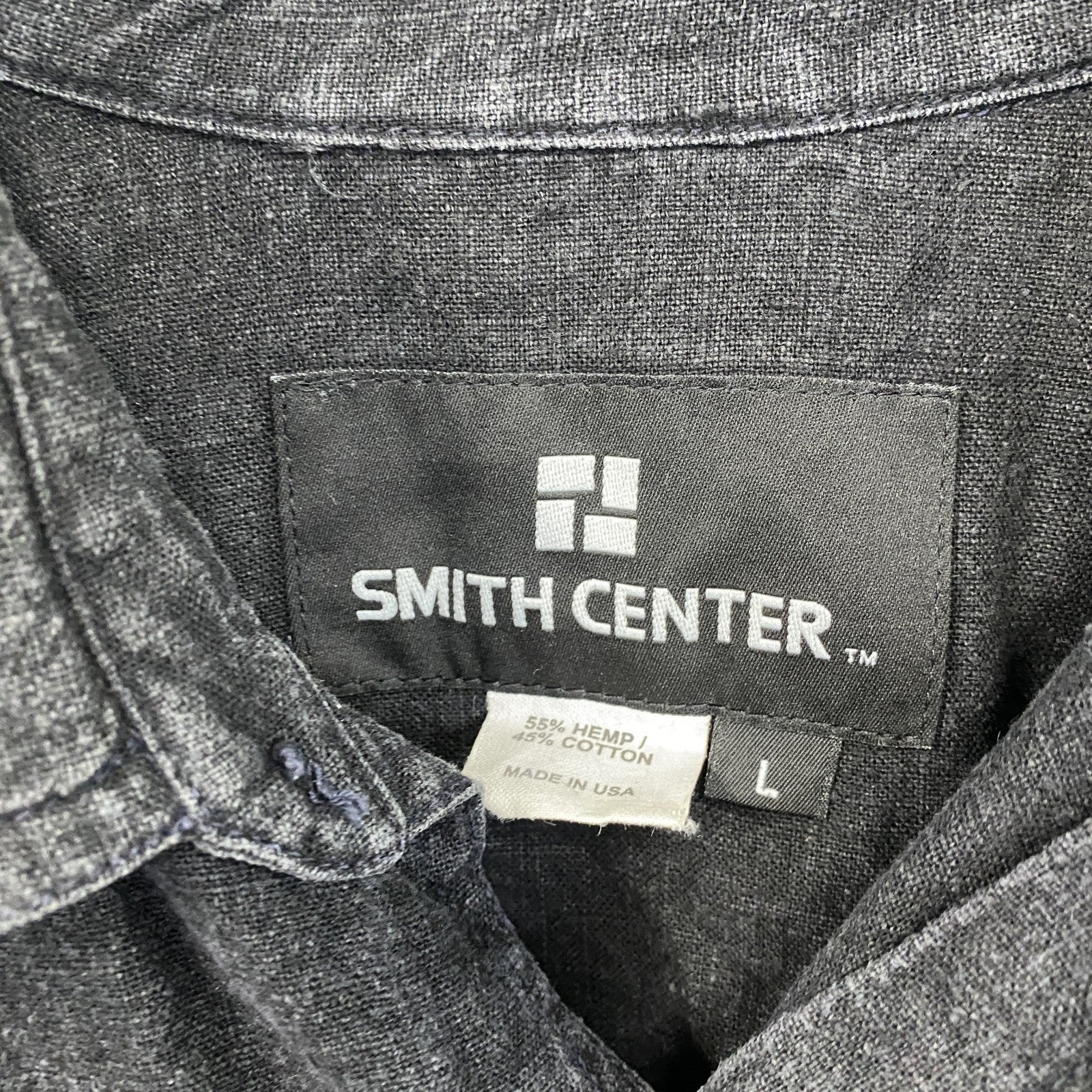 SMITH CENTER　スミスセンター　ヘンプシャツジャケット　長袖シャツジャケット　黒　ブラック　Lサイズ