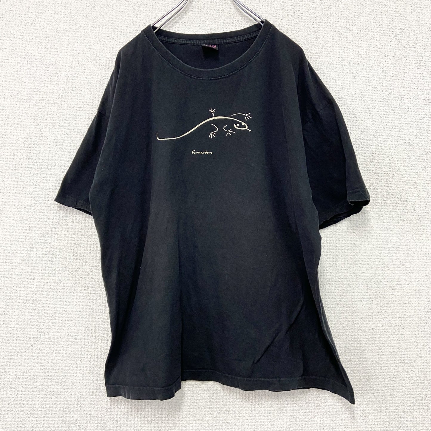SAMA　半袖プリントTシャツ　Formentera　フォルメンテーラトカゲ　黒　ブラック　XXLサイズ