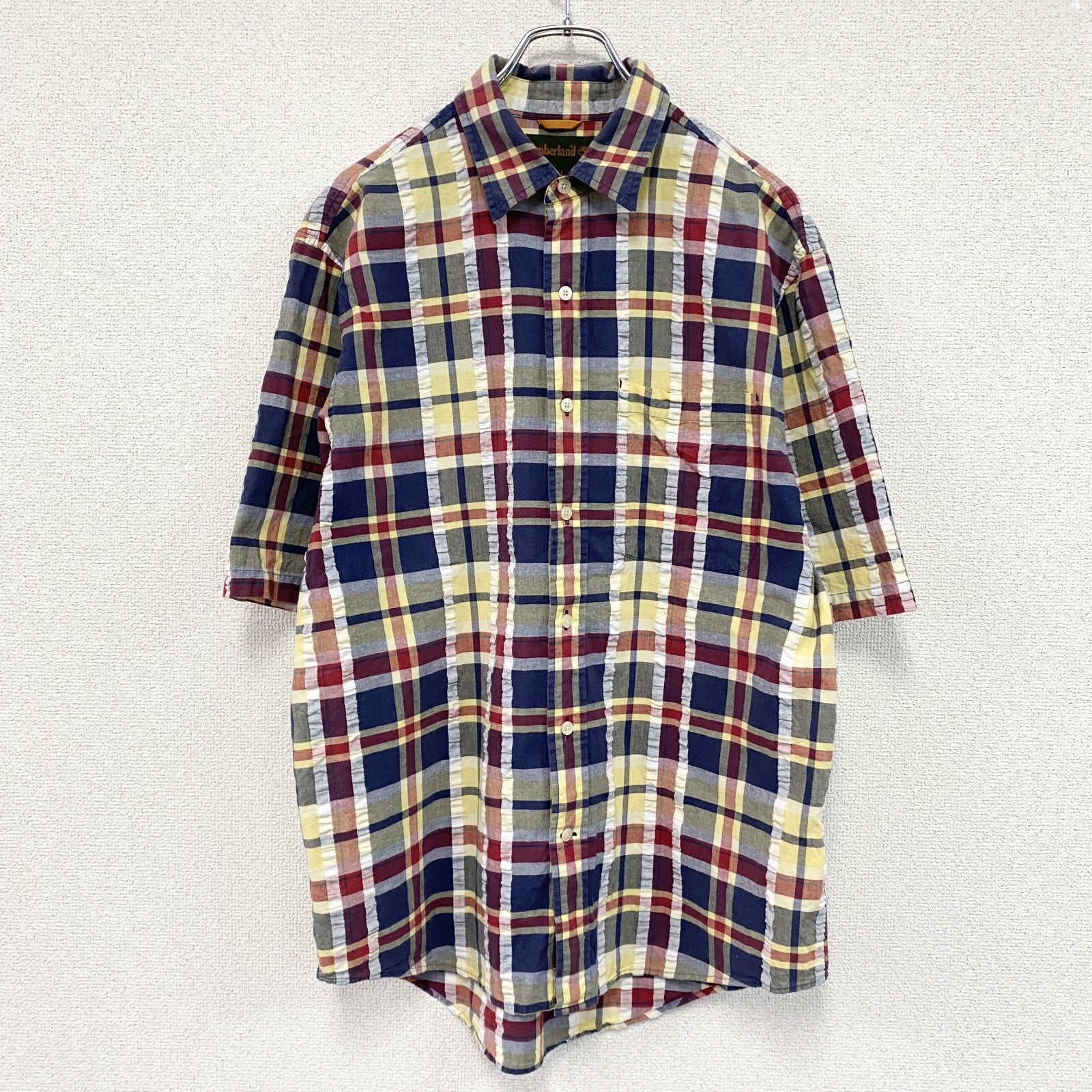 Timberland　ティンバーランド　半袖シャツ　チェック柄　マルチカラー　Mサイズ