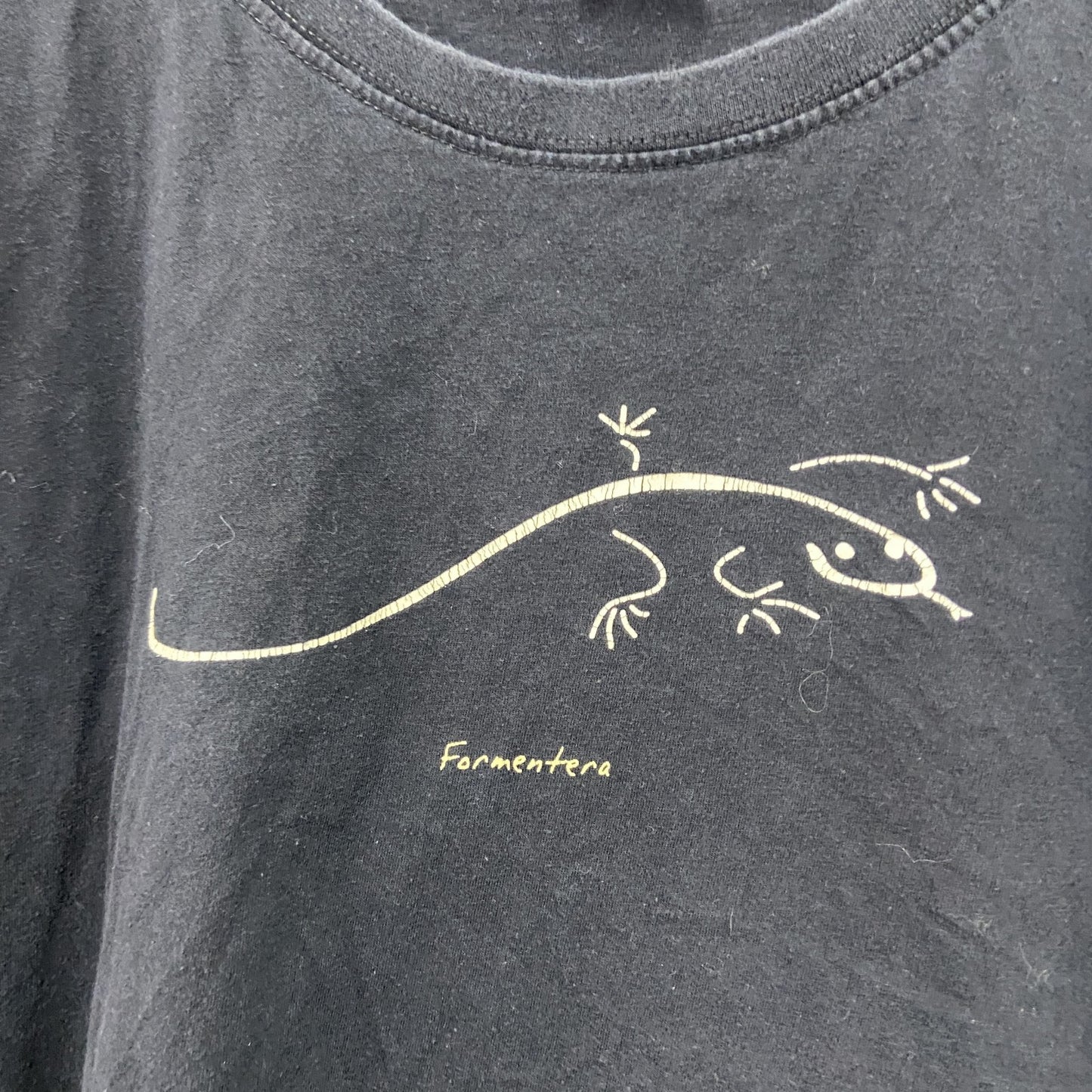 SAMA　半袖プリントTシャツ　Formentera　フォルメンテーラトカゲ　黒　ブラック　XXLサイズ