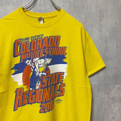 古着 used　GILDAN　ギルダン　COLORADO　コロラド　2019　半袖プリントTシャツ　イエロー　黄色　Mサイズ