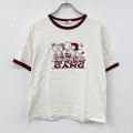 PEANUTS　ピーナッツ　THE PEANUTS GANG　SNOOPY　スヌーピー　半袖プリントリンガーTシャツ　キャラクター　ベージュ　LLサイズ