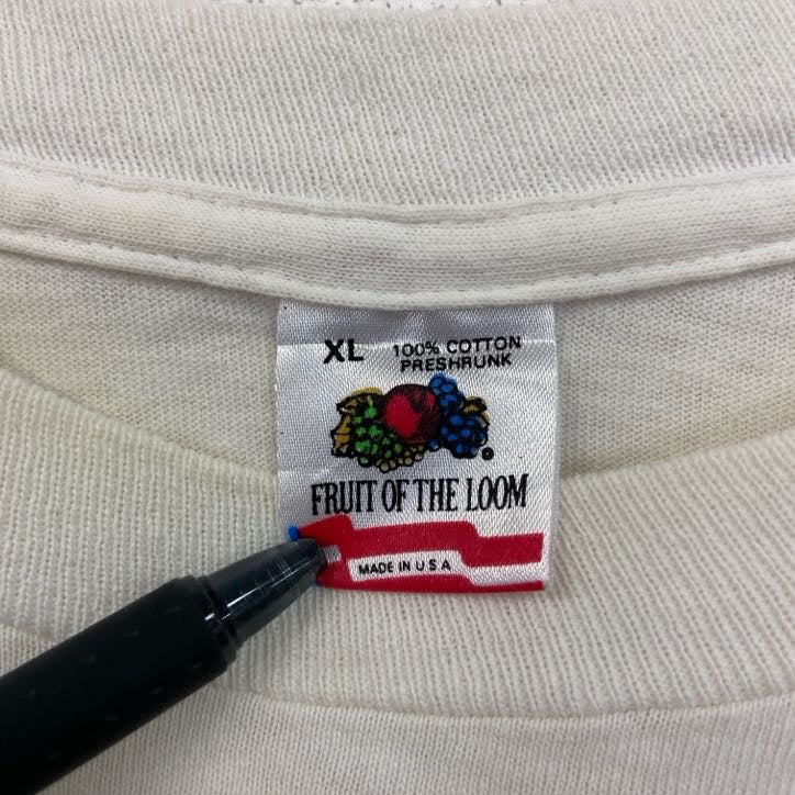 90s　FRUIT OF LOOM　MTV　半袖プリントTシャツ　シングルステッチ　白　ホワイト　XLサイズ