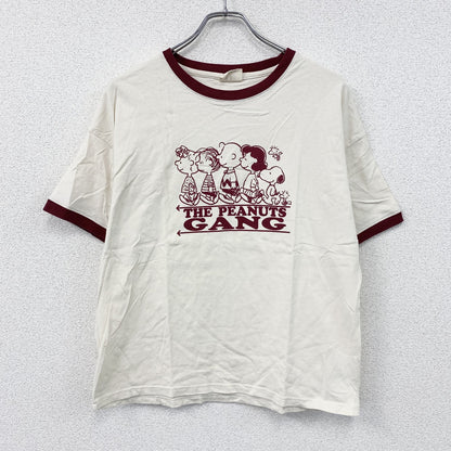 PEANUTS　ピーナッツ　半袖プリントリンガーTシャツ　ベージュ　LLサイズ