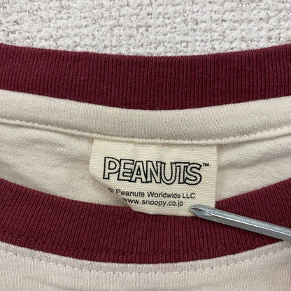 PEANUTS　ピーナッツ　半袖プリントリンガーTシャツ　ベージュ　LLサイズ
