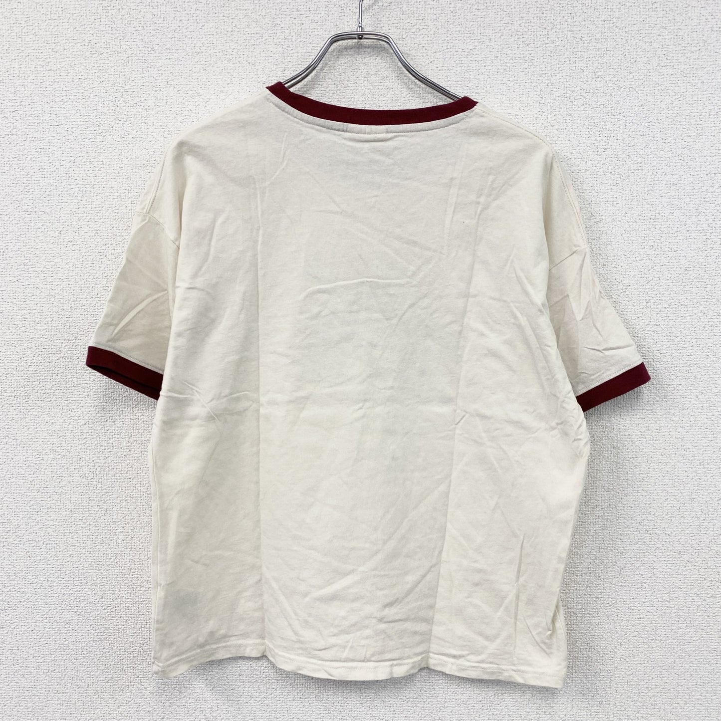 PEANUTS　ピーナッツ　半袖プリントリンガーTシャツ　ベージュ　LLサイズ