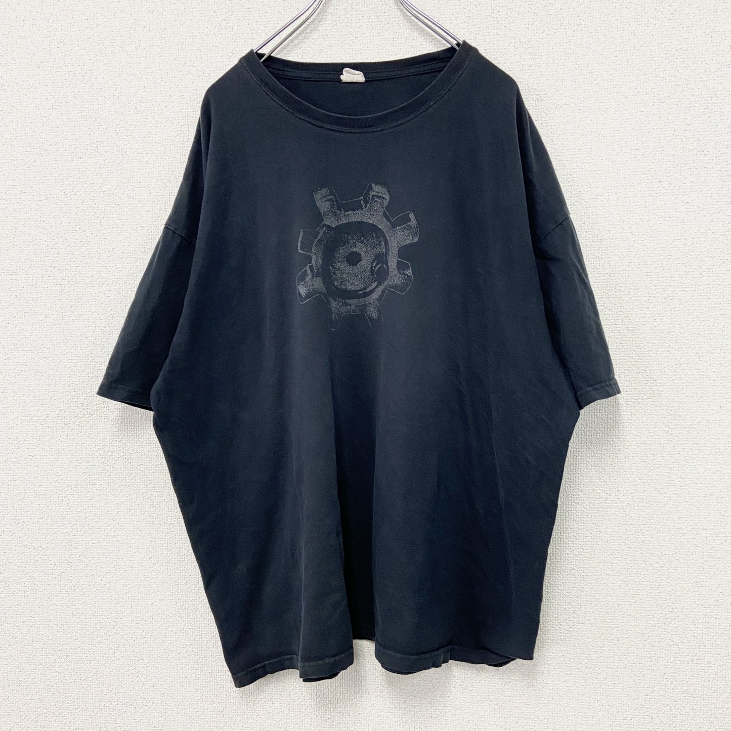 00s　Keya　半袖プリントTシャツ　ギア　歯車　ヴィンテージ　黒　ブラック　2XLサイズ