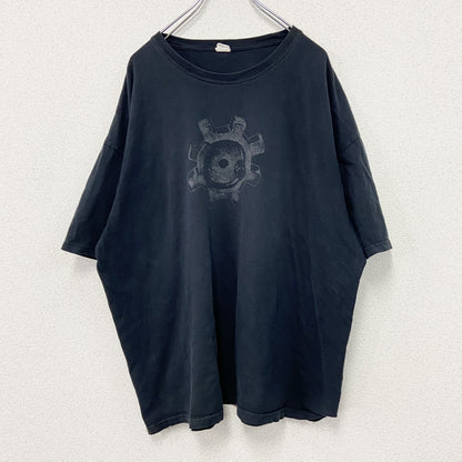 00s　Keya　半袖プリントTシャツ　ギア　歯車　ヴィンテージ　黒　ブラック　2XLサイズ