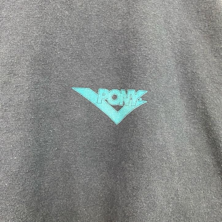 ～90s　PONY　ポニー　半袖プリントTシャツ　ヴィンテージ　シングルステッチ　黒　ブラック　XLサイズ