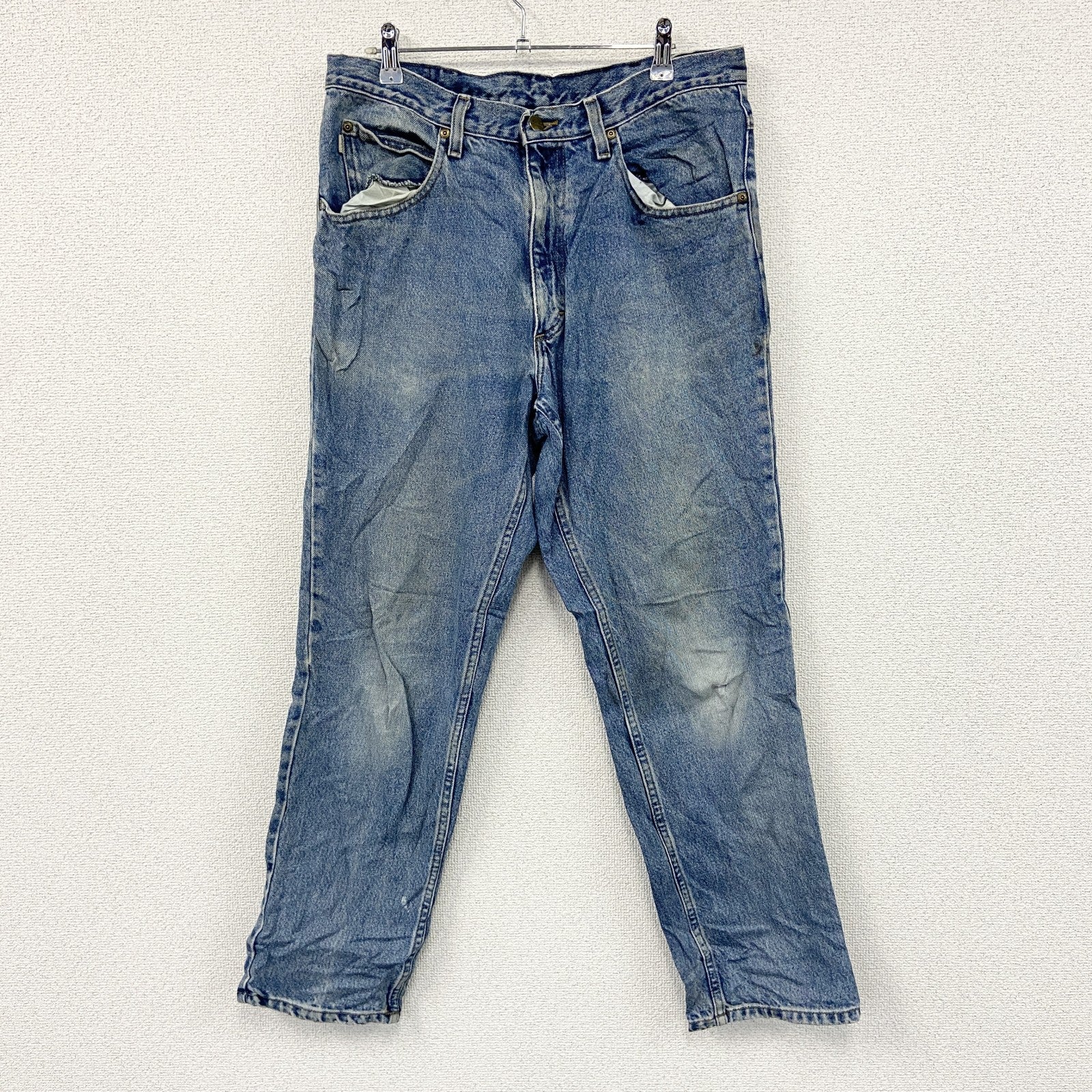 ～00s　L.L.Bean　エルエルビーン　デニムパンツ/ジーンズ　ジップフライ　縦落ち　革パッチ　インディゴ　W34サイズ