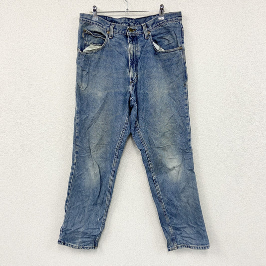 ～00s　L.L.Bean　エルエルビーン　デニムパンツ/ジーンズ　ジップフライ　縦落ち　革パッチ　インディゴ　W34サイズ