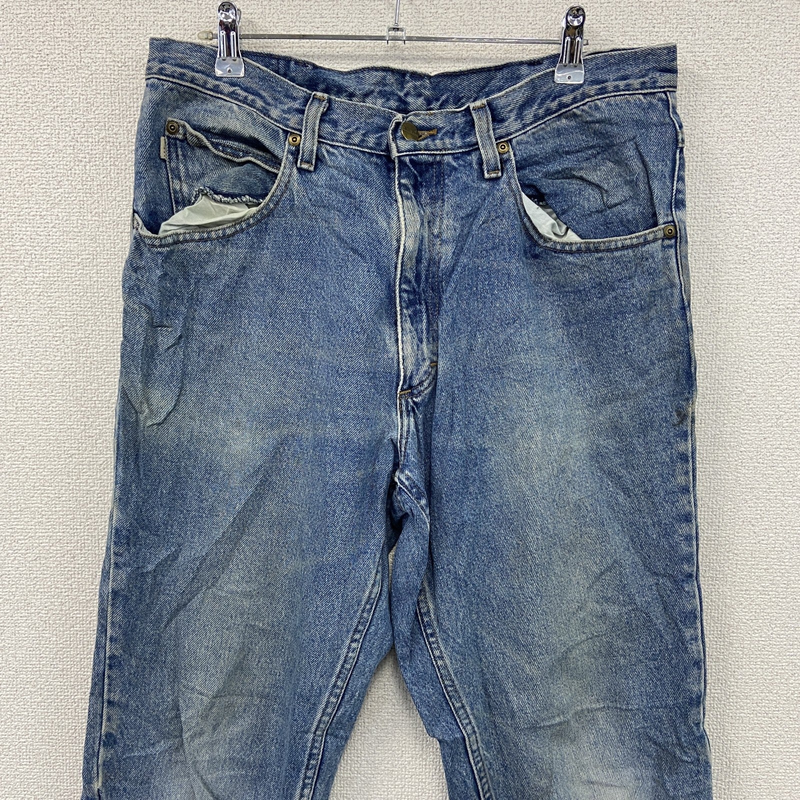 ～00s　L.L.Bean　エルエルビーン　デニムパンツ/ジーンズ　ジップフライ　縦落ち　革パッチ　インディゴ　W34サイズ