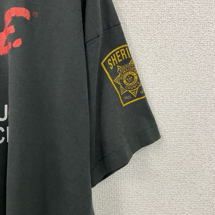 80s～　FRUIT OF THE LOOM　D.A.R.E.　半袖プリントTシャツ　黒　ブラック　XLサイズ
