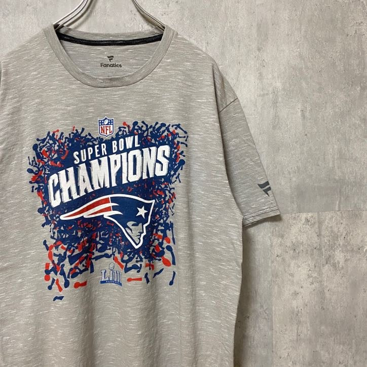 古着 used　Fanatics　ファナティクス　NFL　半袖プリントTシャツ　グレー　レトロ　アメフト　スポーツ　スーパーボウル