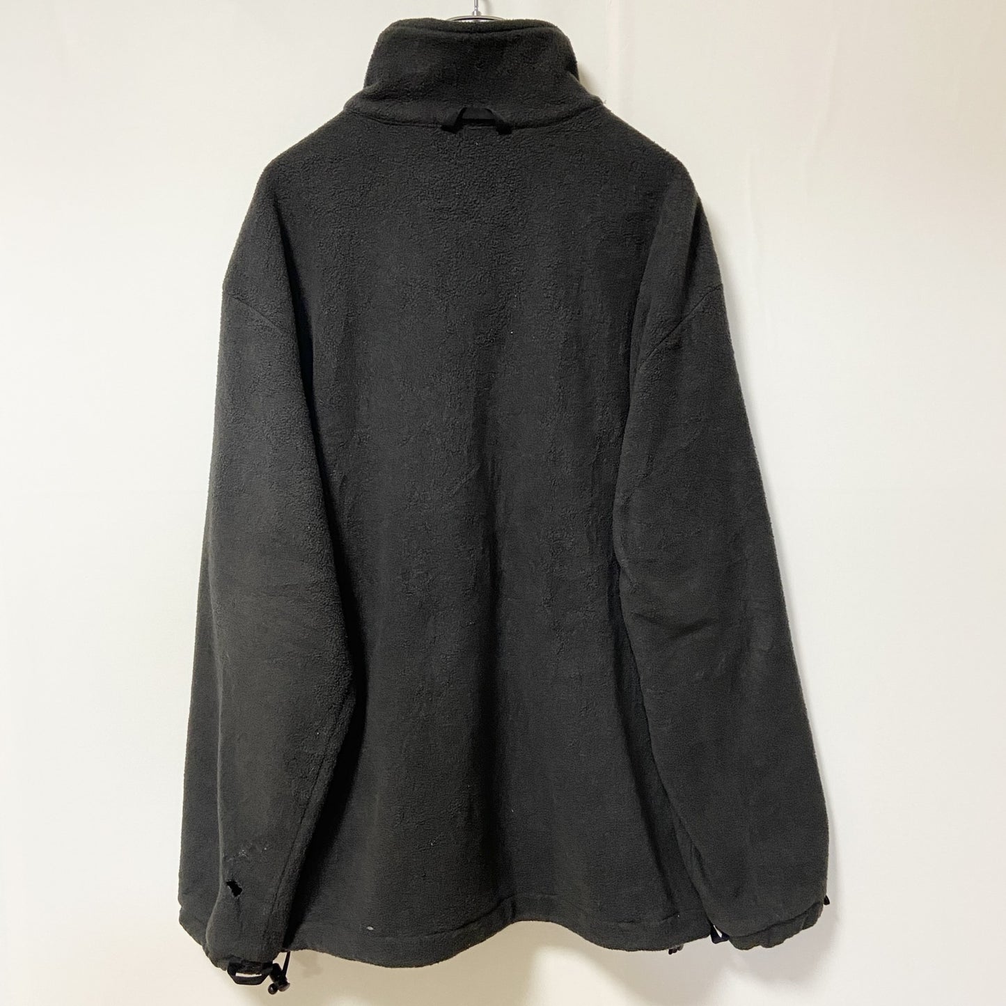 古着 used　FILA フィラ　長袖フルジップフリースジャケット　ダークグレー　ワンポイントロゴ刺　ハイネック　Lサイズ