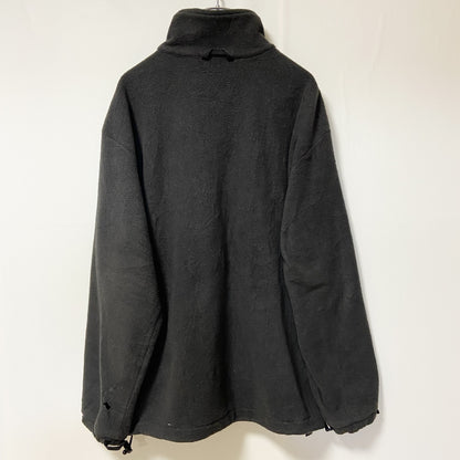 古着 used　FILA フィラ　長袖フルジップフリースジャケット　ダークグレー　ワンポイントロゴ刺　ハイネック　Lサイズ