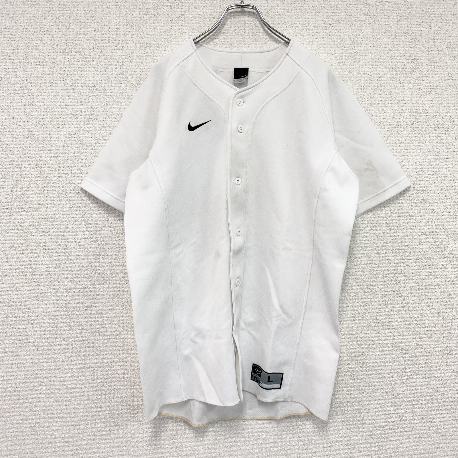 NIKE　ナイキ　半袖ベースボールTシャツ　スウッシュ　白　ホワイト　Lサイズ
