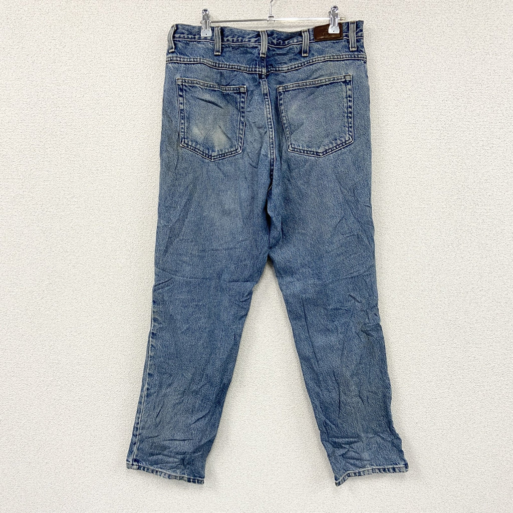 ～00s　L.L.Bean　エルエルビーン　デニムパンツ/ジーンズ　ジップフライ　縦落ち　革パッチ　インディゴ　W34サイズ