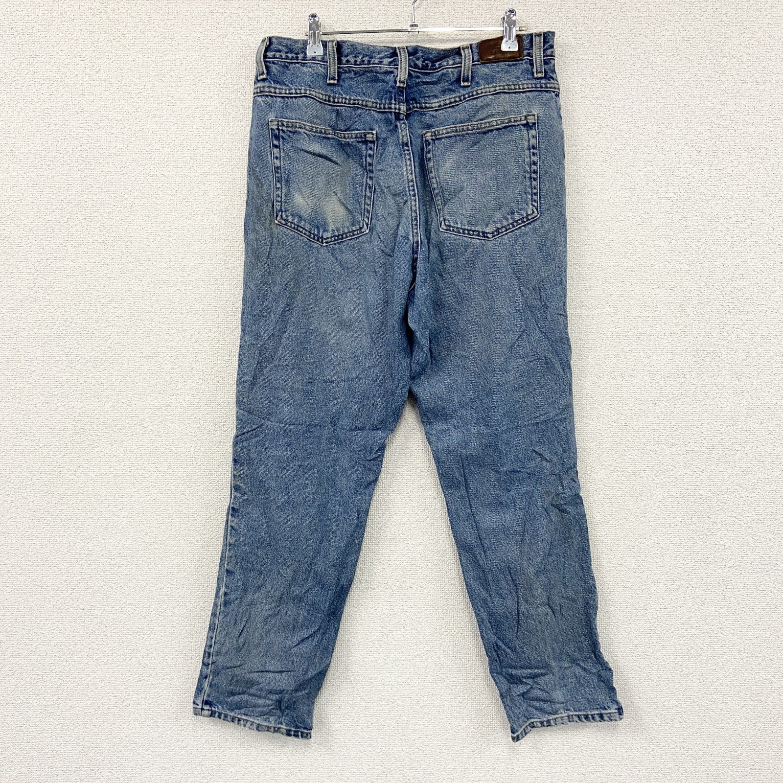 ～00s　L.L.Bean　エルエルビーン　デニムパンツ/ジーンズ　ジップフライ　縦落ち　革パッチ　インディゴ　W34サイズ